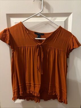 Forever 21 burnt orange blouse top with tie